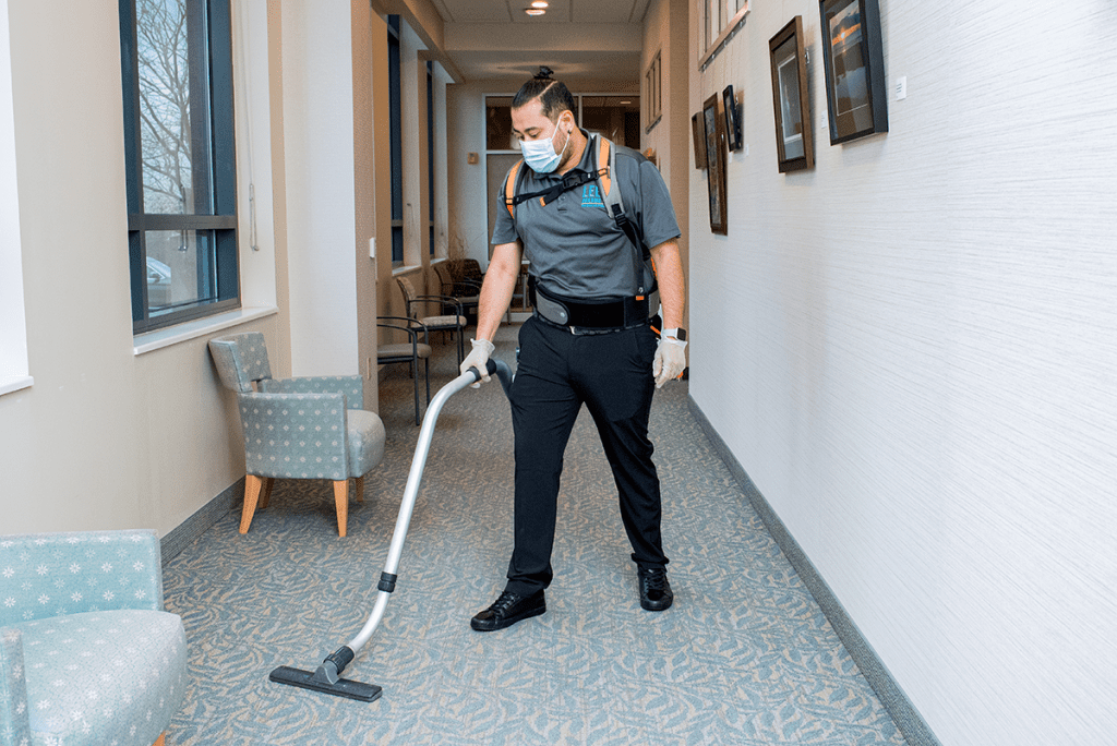 Vacuuming Hallway