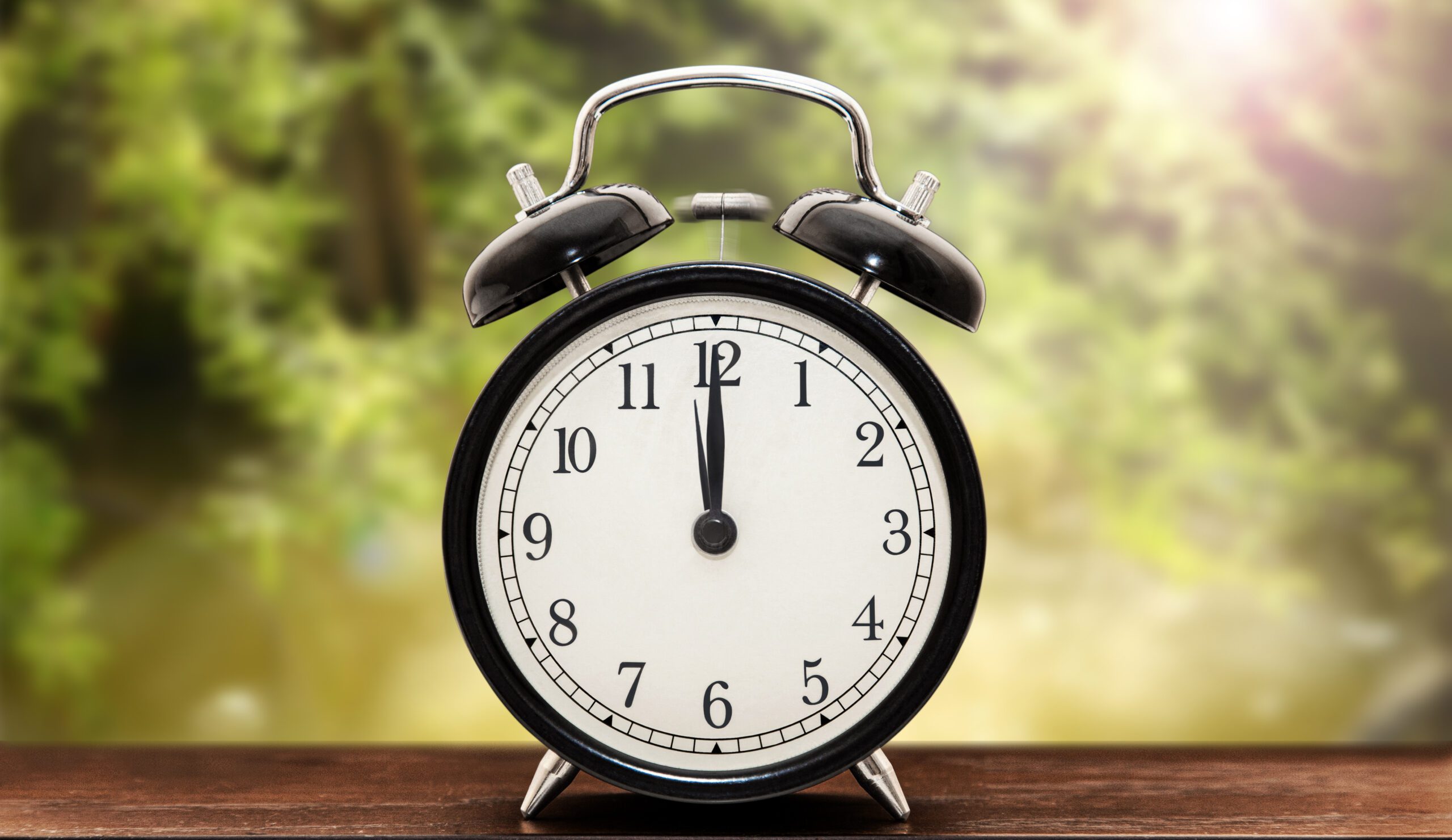 Retro vintage clock at 12 o'clock